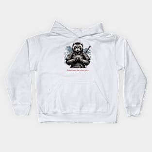 Samurai Ferret Warrior Design with Sun Tzu Wisdom Kids Hoodie